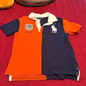 Polo by Ralph Lauren Kids Orange & Navy Split Rugby Polo with White Collar